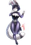  anthro breasts bunny_costume cleavage clothed clothing costume eyewear felid female glasses hair luvon mammal pantherine snow_leopard solo 