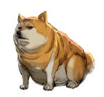  animal_focus bow_(bhp) dog fat no_humans obese original parody shiba_inu simple_background sitting white_background 