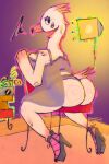 absurd_res anthro avian beak big_breasts big_butt bird breasts butt clothed clothing digital_media_(artwork) feathers female flamingo hair hi_res mercedes_(joe_swanson) pink_body pink_feathers planta_fumeta solo tabularasa tagg tagme tail