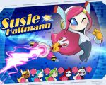 2025 5:4 alien artist_name blonde_hair blue_eyes blue_hair blush cheering clothed clothing english_text eyebrows eyelashes female fingers floating floating_hands gloves green_hair group hair handwear hi_res holding_object holding_staff humanoid kirby_(series) machine nintendo one_eye_closed pink_hair red_eyes red_hair robot sol-lar-bink staff susie_(kirby) text