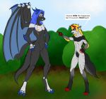  alternate_species animal_genitalia anthro canid canine dragon dragonofdarkness13 duo ed_ryujin english_text female flat_chested genitals hybrid laruh male male/female mammal nipples nude pussy sheath size_difference slit text 
