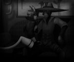 absurd_res alien alternate_universe blush breasts cad_bane canon_x_oc clothed clothing crack_ship duo duros_(species) fan_character fangs female garter_straps glowing glowing_eyes greyscale grinding hi_res horn humanoid internal_genitals invalid_tag legwear long_tail male male/female mammal monochrome nipples noir noir_aesthetic nude ocxcanon original_character pantsless partial_nudity retractable_dick scalie scar science_fiction star_wars star_wars:_the_clone_wars swtcw tail teasing teeth thigh_highs