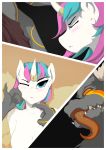  absurd_res anthro bed blush breasts comic equid equine eyes_closed female first_person_view furniture gargoyle hi_res horn horn_ring long_tongue male male/female mammal multi_limb nude okata ring standing stroking tongue unicorn 