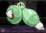 ambiguous_gender areola big_areola big_breasts bodily_fluids boo_(mario) bow_ribbon breast_play breast_suck breasts eyes_closed female ghost green_areola green_body green_nipples group huge_areola huge_breasts hyper hyper_breasts lady_bow mario_bros nintendo nipples not_furry open_mouth paper_mario saliva spirit sucking supermoonshroom tongue tongue_out trio white_body