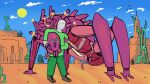 16:9 2025 4_arms 4_legs 4k absurd_res alien alien_planet alien_plant arachnid arthropod arthropod_abdomen blue_sky bottomwear carapace clothing cloud day desert duo female feral footwear green_bottomwear green_clothing green_eyes green_pants green_shirt green_topwear hi_res holding_head hug human insect jewelry male male/female mammal multi_arm multi_eye multi_leg multi_limb pants purple_body sand shirt shoes sky skyscape smile spider sun sword_hands t-55dasha topwear umasa_(t-55dasha) widescreen