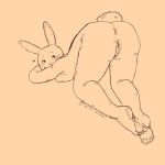  1:1 2020 anthro anus ass_up beastars breast_rest breasts butt domestic_rabbit feet female genitals haru_(beastars) hi_res humanoid_feet lagomorph leporid looking_back mammal monochrome nude oryctolagus presenting presenting_anus presenting_hindquarters presenting_pussy pussy rabbit rear_view sketch soles solo teeth_socket 