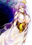  athena breasts dress jewelry kido_saori knights_of_the_zodiac large_breasts long_hair lots_of_jewelry miryuku nipples ophiuchus_shaina panties purple_hair saint_seiya saori_kido transparent underwear 