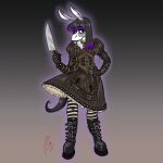 1:1 2023 alice_madness_returns alternative_fashion ambiguous_gender anthro asinus black_clothing black_dress black_hair black_lipstick boots buckteeth clothed clothing colored_nails corset_dress donkey dress ear_piercing equid equine eyebrow_through_hair eyebrows eyelashes footwear fully_clothed goth hair hand_on_hip highlights_(coloring) holding_knife holding_object knife legwear lipstick long_hair looking_at_viewer makeup male_(lore) mammal nails piercing pixie_(pixiemuledonkey) pixiemuledonkey purple_highlights shoes smile solo stockings straps teeth translucent translucent_hair