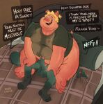 2024 anal anthro anthro_on_anthro balls belly blonde_hair bodily_fluids body_hair bottomless chest_hair clothed clothing codey_(rigbylaveur) derp_eyes dialogue domestic_pig duo english_text erection facesitting facial_hair flies_for_smell footwear genital_fluids genitals grabbing_sheets hair hi_res humanoid_genitalia humanoid_penis larger_male larger_on_top larger_rimmed leaking_precum looking_pleasured ludovic_(rigbylaveur) male male/male mammal musk on_top open_mouth open_smile oral overweight overweight_male penis pillow precum procyonid profanity questionable_consent raccoon rigbylaveur rimming sex sitting_on_another size_difference smaller_male smile socks speech_bubble suid suine sus_(pig) sweat sweaty_clothing sweaty_shirt sweaty_topwear text