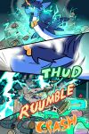 2025 2:3 3_panel_comic absurd_res ambiguous_gender blue_body blue_fur blue_hair blue_wings bone brain building canid canine comic container couatl electricity eyeball eyes_closed fangs feathered_scalie feathered_snake feathered_wings feathers feral fox fur glass glass_container green_text hair hi_res horn mammal motion_lines open_mouth orange_text organs page_number renbrand reptile rock scales scalie sharp_teeth skull snake solo sound_effects teeth text thunder toony virmir wings wire