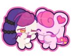 4:3 alpha_channel catch!_teenieping duo elf female female/female hi_res hug humaki lovely_pets one_eye_closed pink pink_body smile