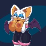  1:1 anthro armwear bedroom_eyes big_breasts boots breast_squish breasts chiropteran clothing elbow_gloves female footwear gloves handwear hi_res iggy_bomb legwear looking_at_viewer mammal narrowed_eyes nipples rouge_the_bat seductive solo sonic_the_hedgehog_(series) squish thigh_boots thigh_highs wings 
