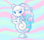  absurd_res animal_crossing anthro arm_support black_eyes chibi clothed clothing dessert food fur hi_res highlights_(coloring) ice_cream jacket looking_at_viewer male mammal marshal_(animal_crossing) melangetic nintendo open_clothing open_jacket open_topwear pawpads rainbow rodent rosy_cheeks sciurid shirt simple_background sitting solo sweater topwear video_games white_body white_fur 