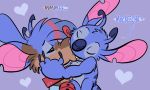  &lt;3 2018 5:3 alien antennae_(anatomy) anthro back_markings bell blue_claws blue_nose brown_body brown_fur cheek_tuft claws collar constructed_language dipstick_antennae disney duo experiment_(lilo_and_stitch) eyes_closed facial_tuft fictional_language fur hair head_tuft kissing lilo_and_stitch male male/male mammal markings mouse multi_arm multi_limb multicolored_antennae murid murine pink_inner_ear purple_background red_nose rodent semi-anthro simple_background stitch_(lilo_and_stitch) tantalog_text text tf_into_fictional_character transformation translated trevor-fox trevor-fox_(character) tuft 
