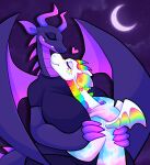2024 2_horns 3_fingers anthro artist_name big_breasts blue_clothing blue_ear_ring blue_hoodie blue_topwear breasts chotpot claws closed_smile clothing cloud colored crescent_moon digital_drawing_(artwork) digital_media_(artwork) dragon drop_shadow duo ear_piercing ear_ring english_description european_mythology eyes_closed fangs female female_anthro finger_claws fingers freckled_face freckles green_ear_ring heart_symbol hi_res hoodie horn hug hugging_another larger_anthro larger_female light lighting love male male/female male_anthro membrane_(anatomy) membranous_wings moon mouth_closed multicolored_body multicolored_hoodie multicolored_horn multicolored_scales mythological_creature mythological_scalie mythology neck_spines night non-mammal_breasts outside piercing purple_body purple_claws purple_horn purple_scales purple_sky purple_spines purple_tail purple_wings rainbow_body rainbow_freckles rainbow_horn rainbow_scales rainbow_wings ring_piercing scales scalie shaded size_difference sky smaller-anthro smaller_male smile tail tail_spines teeth text topwear two_tone_body two_tone_scales western_dragon white_body white_scales winged_dragon wings zeke_(chotpot)
