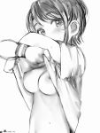  monochrome nanashi_(nlo74593630) nipples no_bra shirt_lift sketch tagme 
