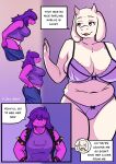 5_fingers absurd_res anthro anthro_on_anthro armband artist_name big_breasts biped blue_bottomwear blue_clothing blue_pants blush bottomwear bovid bra breasts caprine clothed clothed_anthro clothed_female clothing colored comic deltarune dialogue dressing duo english_text female female/female fingers freckles front_view fur goat hair hair_over_eyes heart_symbol hi_res horn huge_breasts humanoid_hands interspecies long_hair mammal multiple_poses navel non-mammal_breasts open_mouth panties pants pose purple_body purple_bra purple_clothing purple_hair purple_panties purple_scales purple_underwear reptile scales scalie shen_hokori side_view simple_background skimpy slightly_chubby slightly_chubby_anthro slightly_chubby_female smile speech_bubble spiked_armband spiked_wristband spikes susie_(deltarune) talking_to_another text toriel undertale_(series) underwear white_body white_clothing white_eyes white_fur white_panties white_underwear