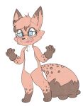 2023 4_fingers absurd_res after_transformation alpha_channel anthro big_eyes big_tail blue_eyes brown_body brown_fur brown_hair brown_highlights brown_nose canid cheek_tuft chest_tuft digital_media_(artwork) digitigrade dipstick_ears dipstick_tail ear_markings eyebrows eyewear eyewear_only facial_tuft featureless_chest featureless_crotch fingers flat_colors front_view full-length_portrait fur generation_8_pokemon glasses glasses_only gloves_(marking) hair hi_res highlights_(coloring) kimera_(artist) leg_markings male mammal markings multicolored_body multicolored_ears multicolored_fur nickit nintendo nude open_mouth pink_tongue pokemon pokemon_(species) portrait rectangular_glasses simple_background snout socks_(marking) solo spots spotted_body spotted_fur standing surprised_expression tail tail_markings teeth tongue transparent_background tuft wearing_glasses white_body white_fur