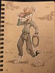 animancer belt bottomwear clothing cowboy cowboy_hat denim denim_bottomwear denim_clothing digitigrade dipodid green_eyes hat headgear headwear hi_res jeans jerboa luck_(animancer) mammal pants rodent traditional_media_(artwork)