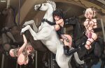  3girls absurdres anal anal_beads anal_object_insertion black_boots black_hair black_pantyhose blonde_hair boots breasts carousel cum cum_in_ass cum_in_mouth cum_in_pussy cum_inflation dildo dildo_riding elbow_gloves glasses gloves grey_hair highres inflation inoue_takina internal_cumshot large_breasts long_hair lycoris_recoil medium_breasts multiple_girls nakahara_mizuki nipple_bells nipple_piercing nipple_rings nipples nishikigi_chisato object_insertion pantyhose piercing restrained rolling_eyes sex_toy short_hair squirting_dildo suspension thigh_boots tongue tongue_out twintails vaginal vaginal_object_insertion yaya_(17201490) 