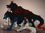  2024 animal_genitalia animal_penis animal_pussy antlers artist_logo black_body black_collar black_fur black_penis blue_body blue_eyes blue_fur brown_body brown_fur canid canine canine_genitalia canine_penis canine_pussy collar dated erection female female_penetrated feral feral_on_feral feral_penetrated feral_penetrating feral_penetrating_feral fur genitals group group_sex hi_res horn killthe_demon leash leash_pull logo lucky_pierre male male/female male/male male_penetrated male_penetrating male_penetrating_female male_penetrating_male mammal markings narrowed_eyes open_mouth orange_eyes penetration penis pink_tongue pussy red_markings red_penis sex side_view signature simple_background threesome tongue tongue_out trio white_body white_fur white_markings 