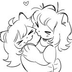 &gt;_&lt; &gt;w&lt; 2025 :3 ambiguous_anthro ambiguous_gender anthro black_and_white black_nose cheek_bite chewtoyys clothed clothed_ambiguous clothed_anthro clothing daww digital_drawing_(artwork) digital_media_(artwork) domestic_cat duo eyes_closed felid feline felis hair half-length_portrait heart_symbol hug low_res lucky_(chewtoyys) mammal monochrome nonbinary_(lore) portrait shirt simple_background sketch smile t-shirt topwear white_background
