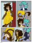 against_mirror ambiguous_penetration anthro bite black_nose blush bottomless breasts brown_body brown_fur brown_hair butt butt_slap clothed clothed_sex clothing comic dress duo felid female female_penetrated fiona_(artist) fish fitting_room fur green_eyes green_hair grey_body grey_skin hair hi_res lion male male/female male_penetrating male_penetrating_female mammal marine mirror pantherine penetration sex shark shoulder_bite slap tail tail_tuft tongue tongue_out tuft yellow_eyes