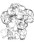  2017 4:5 alien anthro balls big_muscles black_and_white blush bodily_fluids bragg_(stitch!) cum disney duo experiment_(lilo_and_stitch) furry_(artist) genital_fluids genitals hi_res huge_muscles hyper hyper_muscles larger_male lilo_and_stitch looking_down male male/male markings monochrome muscular muscular_anthro muscular_male penis sex simple_background size_difference sketch smaller_male stitch! stitch_(lilo_and_stitch) white_background 