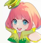  1girl bangs bare_shoulders blue_eyes commentary face fingerless_gloves gloves hat heridy kamen_rider kamen_rider_ex-aid_(series) looking_at_viewer open_mouth pink_hair poppi_pipopapo short_hair smile 