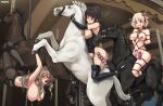  3girls absurdres anal anal_beads anal_object_insertion black_boots black_hair black_pantyhose blonde_hair boots breasts carousel dildo dildo_riding elbow_gloves glasses gloves grey_hair highres inoue_takina large_breasts long_hair lycoris_recoil medium_breasts multiple_girls nakahara_mizuki nipple_bells nipple_piercing nipple_rings nipples nishikigi_chisato object_insertion pantyhose piercing restrained sex_toy short_hair suspension thigh_boots twintails vaginal vaginal_object_insertion yaya_(17201490) 
