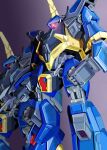 artist_request barzam beam_rifle energy_gun exposed_internal_machinery glowing glowing_eye gradient_background gundam highres machinery mecha mecha_focus mobile_suit no_humans one-eyed radio_antenna red_eyes robot science_fiction titans_(gundam) weapon zeta_gundam 