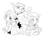4_fingers absurd_res anthro bottomwear bovid bovine breasts caprine cattle clothing collar dress female fingers group hi_res hooves mammal monochrome nipples oposa sheep skirt sweater topwear underwear