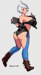 angel_(kof) ass boots breasts cowboy_boots full_body gloves solo the_king_of_fighters white_hair 