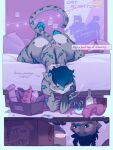 3:4 anthro archon_eclipse ass_up bed beverage big_butt blue_eyes blue_hair blue_spots bored bottle butt clothed clothing container coughytoffee dialogue dildo ellipsis felid furniture grey_body hair holding_glass holding_object male mammal markings name_in_dialogue occult_symbol on_bed pantherine partially_clothed pawpads paws pentagram post-it_note poster sex_toy snow_leopard solo spots spotted_body string_lights symbol tail toy whining wide_eyed