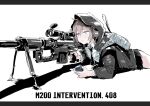  1girl bag girls&#039;_frontline gun holding holding_weapon long_hair m200_(girls&#039;_frontline) osakana_(denpa_yun&#039;yun) purple_eyes rifle school_bag sniper_rifle solo weapon white_background 