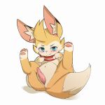 1:1 absurd_res anthro anus belly big_ears black_nose blue_eyes blush bodily_fluids brown_body brown_fur butt claws clenched_teeth collar collar_only cygames dripping ear_tuft eyebrows facial_tuft fur genital_fluids genitals head_tuft hi_res lagomorph leaking_precum light_(world_flipper) male mammal multicolored_body multicolored_fur navel nude orange_body orange_fur pawpads paws penis precum precum_drip precum_on_own_penis precum_on_penis shadow simple_background solo sweat sweatdrop tail teardrop tears teary_eyes teeth tuft tummyrubss white_background white_body white_fur world_flipper