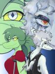 2025 absurd_res amber_eyes anthro artist_collaboration baryonyx big_breasts big_daddy_(artist) biped black_clothing black_shirt black_tank_top black_topwear blue_body blue_scales bodily_fluids bone_frill breasts cavemanon_studios close-up clothed clothed_anthro clothed_female clothing colored crutch crying depression dinosaur duo eyes_closed fang_(gvh) feathered_wings feathers female freckled_face freckles frill_(anatomy) frown goodbye_volcano_high gradient_background green_body green_hair green_scales grey_body grey_eyes grey_feathers grey_hair hair half-closed_eyes happy hi_res i_wani_hug_that_gator jewelry long_hair makeup markings medical_instrument morko_polo narrowed_eyes necklace non-mammal_breasts olivia_halford prehistoric_species pterodactylus pterosaur red_clothing red_shirt red_topwear reptile running_makeup sad scales scalie scientific_instrument shirt short_hair side_view simple_background smile snoot_game spinosaurid striped_markings stripes tank_top tears theropod topwear wings yellow_sclera
