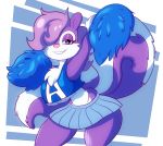  anthro bedroom_eyes big_breasts breasts cheerleader chest_tuft female fifi_la_fume hair hair_over_eye hi_res looking_at_viewer mammal mephitid narrowed_eyes one_eye_obstructed pom_poms seductive skunk solo solratic thick_thighs tiny_toon_adventures tuft under_boob warner_brothers 