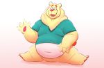  2020 anthro belly clothing eyes_closed leonthelionel male mammal overweight overweight_anthro overweight_male shirt simple_background sitting solo topwear ursid 