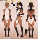  1girl absurdres animal_ears artist_name ass ass_visible_through_thighs black_hair commentary completely_nude earrings english_commentary furry furry_female goat_ears goat_girl goat_tail highres horizontal_pupils horns jewelry kody_(pudgeruffian) long_hair multiple_views nude original pudgeruffian pussy reference_sheet uncensored yellow_eyes 