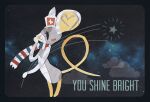 2014 ambiguous_gender anthro clothing cloud detailed_background english_text fur grey_body grey_fur hat headgear headwear mammal mouse murid murine naircat nurse_clothing nurse_hat nurse_headwear rodent scarf solo star text transformice