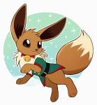  2020 aseethe bell belt black_nose brown_body brown_fur clothed clothing dipstick_tail eevee feral fur head_tuft multicolored_tail neck_tuft nintendo pok&eacute;mon pok&eacute;mon_(species) sepiapaws simple_background solo tuft video_games 