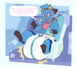 2025 ageplay ambiguous_gender anthro aqua_(innocentenough) baby_car_seat baby_talk band-aid band-aid_on_face band-aid_on_nose bandage bandage_on_face bandage_on_nose bib blue_body blue_fur blush blush_lines bodily_fluids bubblepuppers car clothed clothing detailed_background dewott dialogue diaper drooling english_text eyewear eyewear_on_head feces full-length_portrait fur generation_5_pokemon goggles goggles_on_head hi_res hypnosis inside_car inside_vehicle key male_(lore) mind_control nintendo offscreen_character open_mouth pacifier pokemon pokemon_(species) pooping portrait purple_eyes roleplay saliva sitting soiled_diaper soiling soiling_diaper solo speech_bubble spiral_eyes talking_to_another text three-quarter_view toy unclean_diaper used_diaper vehicle wearing_diaper