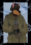 absurd_res anthro army canid canine canis clothing dobermann domestic_dog hi_res male mammal pinscher uniform yeen_shield