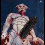 abs absurd_res baldur&#039;s_gate baldur&#039;s_gate_3 balls blood blood_on_hand bodily_fluids detailed_background dragon forest genitals hi_res larian_studios low-angle_view male maximilliandi muscular mythological_creature mythological_scalie mythology night nude pecs penis plant scales scalie threatening tree vein veiny_penis worm&#039;s-eye_view