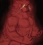 absurd_res angry anthro black_background blood blood_from_mouth blood_in_mouth blood_on_face bodily_fluids body_takeover canid canine canis cerberussenn claws clenched_teeth domestic_dog fluffy fluffy_hair fur glowing glowing_eyes hair hi_res male mammal mocha_hawkes_(cerberussenn) monster muscular muscular_male muzzle_(object) muzzled nipples nordic_sled_dog nosebleed nude possession red_body red_fur red_lighting samoyed signature simple_background solo spitz tail teeth transformation vein veiny_muscles werecanid werecanine werecreature weredog wrath_(cerberussenn) yellow_eyes