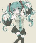  azuki_(ckxs7444) blue_eyes blue_hair bunching_hair detached_sleeves hatsune_miku highres long_hair necktie skirt tagme thighhighs twintails vocaloid zettai_ryouiki 