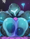  2019 alien areola armor big_areola big_breasts blue_body breasts dark_samus duo empty_eyes erection faceless_male female female_focus first_person_view genitals headgear helmet hi_res humanoid male male/female male_pov meatboom metroid nintendo not_furry penis purple_penis ridley sex solo_focus titfuck translucent translucent_body video_games white_eyes 