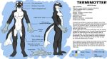  16:9 anthro cetacean delphinoid dorsal_fin english_text featureless_crotch fin hybrid liquid_metal lutrine male mammal marine membrane_(anatomy) model_sheet mustelid oceanic_dolphin orca plantigrade solo standing terminotaur text thick_tail toothed_whale webbed_feet webbed_hands widescreen 