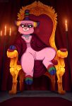  absurd_res animate_inanimate candle chair clothing collar equid equine female feral fire fur furniture hi_res hooves horn keadonger living_pi&ntilde;ata mammal multicolored_body multicolored_fur pi&ntilde;ata pink_body pink_fur robe scp-956 scp_foundation solo throne unicorn 